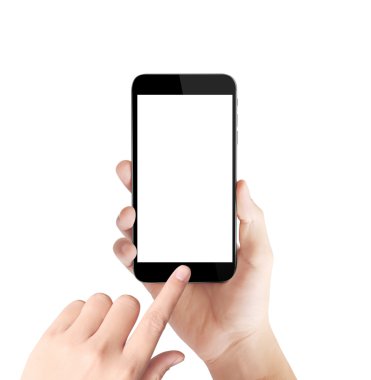 Akıllı telefon elinde.