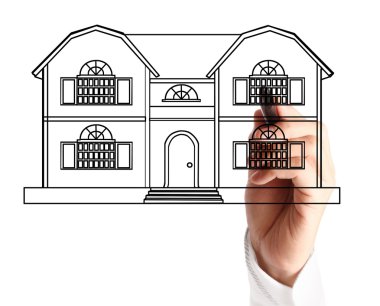 bir ev modeli çizim