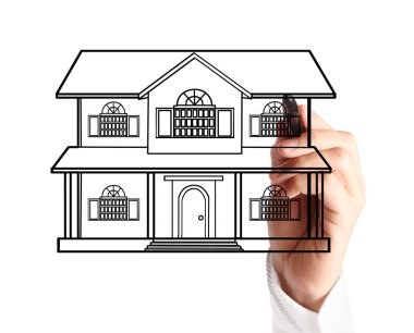 bir ev modeli çizim