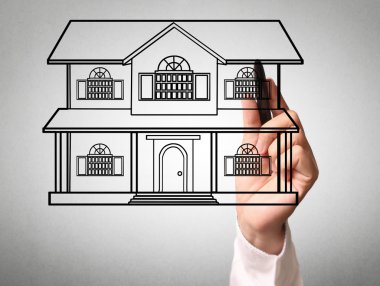 bir ev modeli çizim