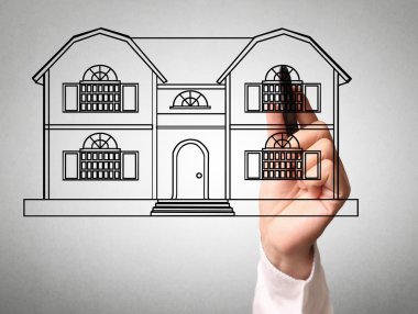 bir ev modeli çizim