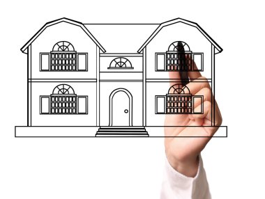 bir ev modeli çizim