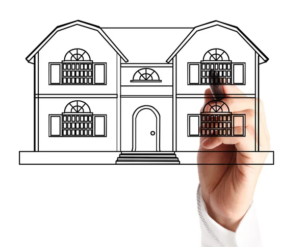 Drawing a house model — Stock Photo, Image