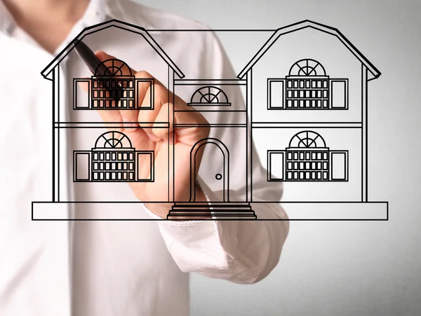 Drawing a house model — Stock Photo, Image