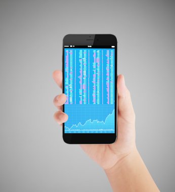 Akıllı telefon elinde.