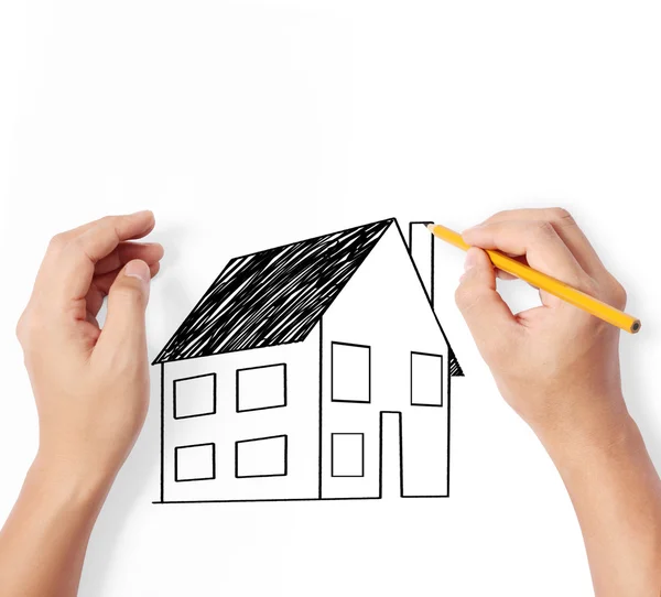 Hand tekening huis model — Stockfoto