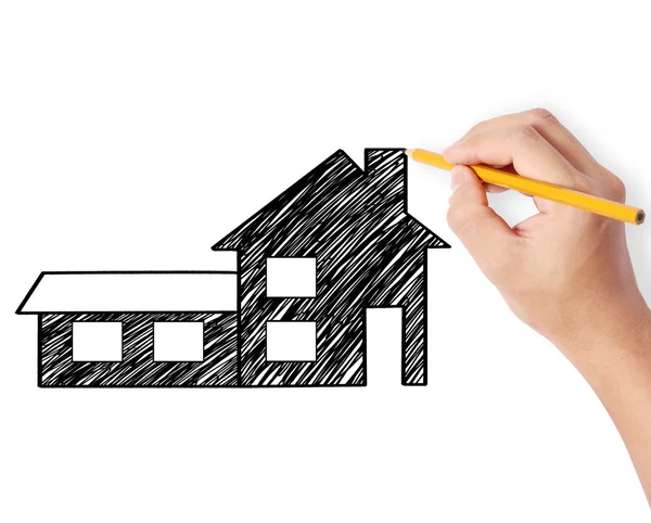 Hand tekening huis model — Stockfoto