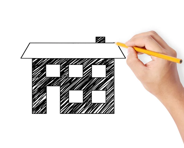 Hand tekening huis model — Stockfoto