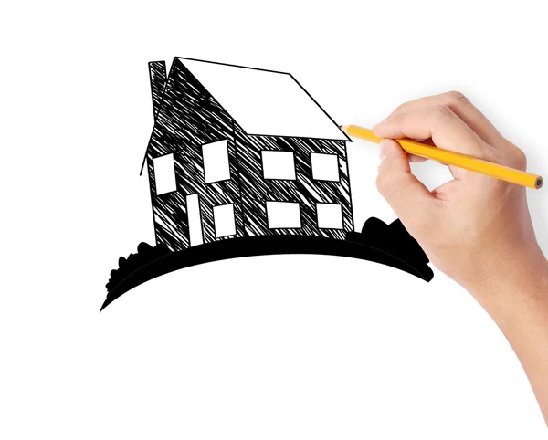 Hand tekening huis model — Stockfoto