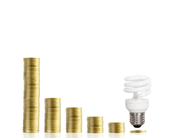 Bulb With Stack Of Coins — Stock Photo, Image