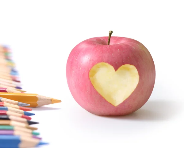 학교에서 주는 음식 과 사과. — 스톡 사진
