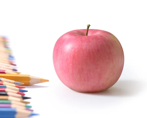 School supplies and  apple. — Stock Photo, Image