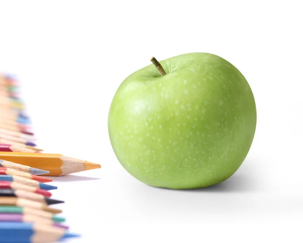 School supplies and  apple. — Stock Photo, Image