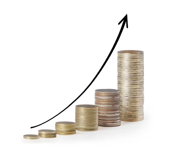 Coins graph stock market — Stock Photo, Image