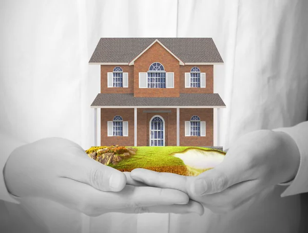 Holding house representing home ownership — Stock Photo, Image