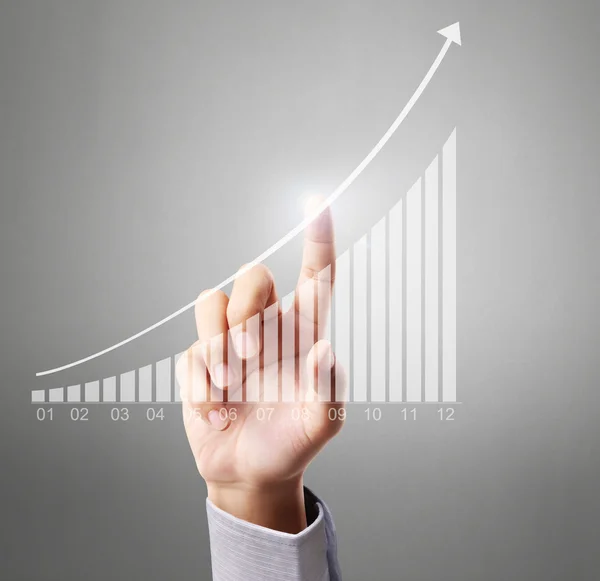 Businessman Touching graph — Stock Photo, Image