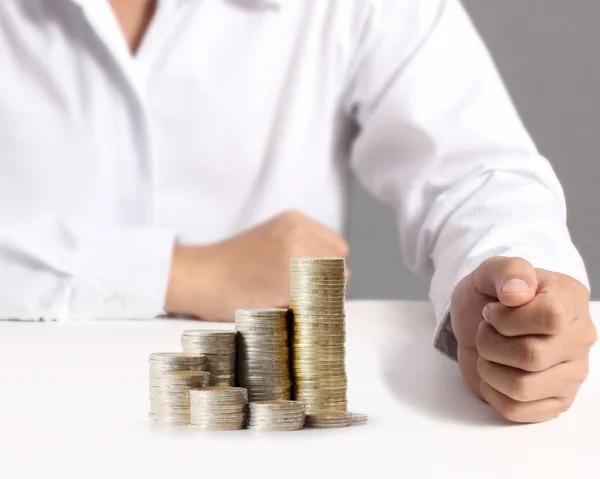 Human Hand coin to money — Stock Photo, Image