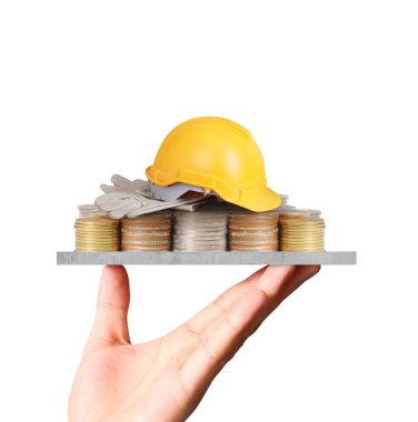 Kask plastik güvenlik ve araçları el sarı 