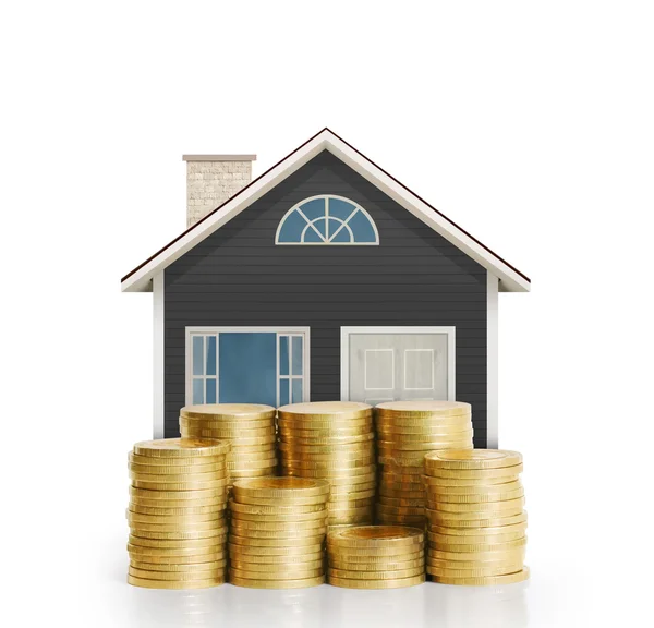 Mortgage concept by money house from coins — Stock Photo, Image