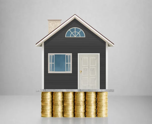 Mortgage concept by money house from coins — Stock Photo, Image