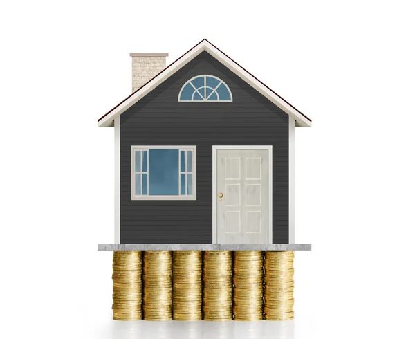 Concepto de hipoteca por casa de dinero de monedas —  Fotos de Stock
