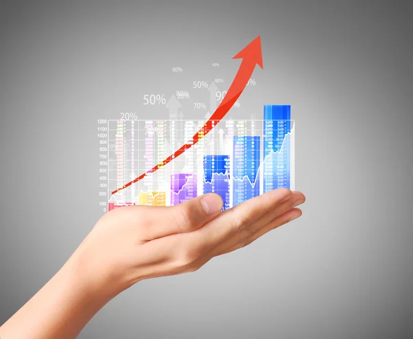 Nvestment concept met financiële grafiek symbolen uit de hand — Stockfoto