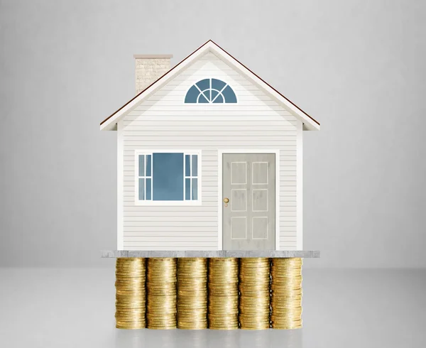 Mortgage concept by money house from coins — Stock Photo, Image