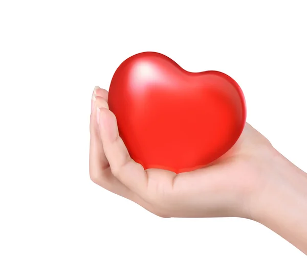 Rood hart in handen — Stockfoto