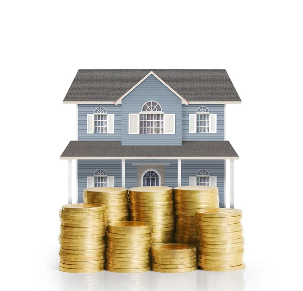 Mortgage concept by money house from coins — Stock Photo, Image