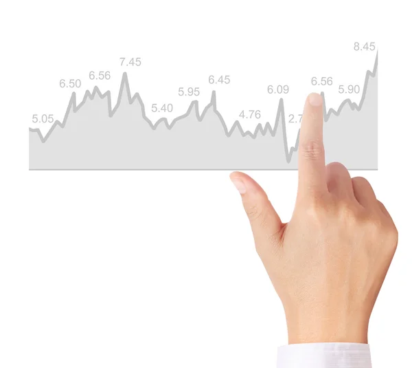 Nvestment concept with financial chart symbols coming from hand — Stock Photo, Image