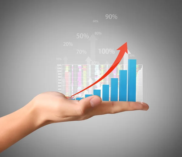 Elden gelen mali grafik sembolleri ile nvestment kavramı — Stok fotoğraf