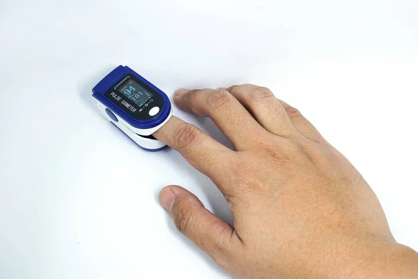 Pulse Oximeter Used Measure Pulse Rate Oxygen Levels — Stock Photo, Image