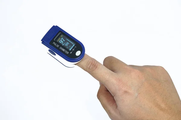 Pulse Oximeter Used Measure Pulse Rate Oxygen Levels — Stock Photo, Image