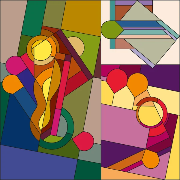 Art deco vektör renkli geometrik desen. Art deco vitray desen. Soyut desen.