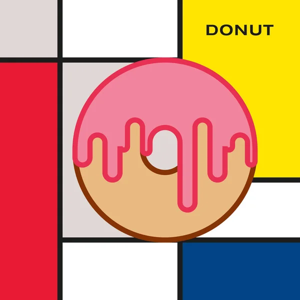 Donut Con Esmalte Goteante Arte Estilo Moderno Con Bloques Color — Vector de stock