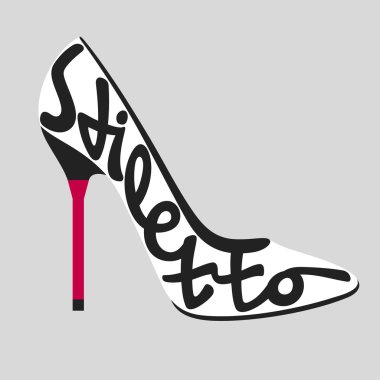 Shoe typography, stiletto heel  typography
