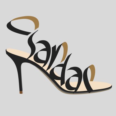 Shoe typography, sandal typography clipart