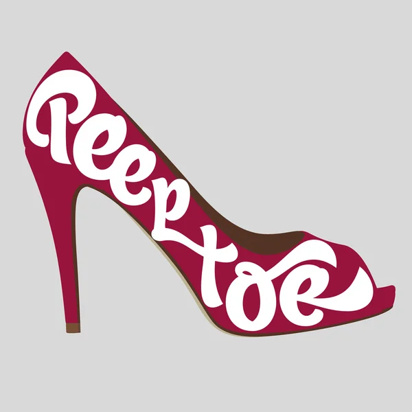 Shoe typography, peep toe shoe typography — Stock Vector