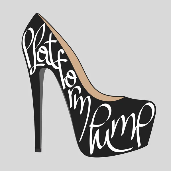 Shoe typography, platform pumps typography — Stock Vector