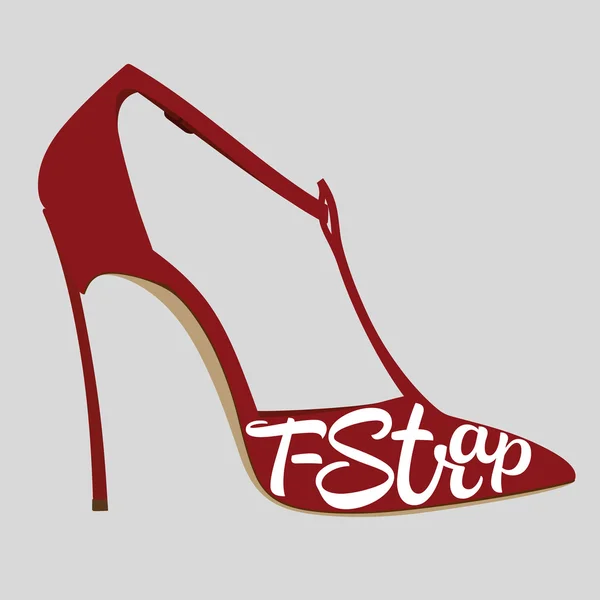 Typographie de chaussures, typographie de t-strap — Image vectorielle