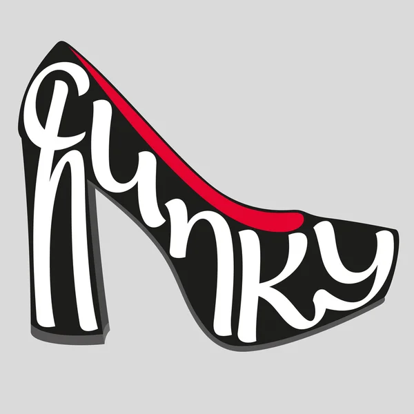 Typographie de chaussures, talons de plate-forme chunky typographie — Image vectorielle