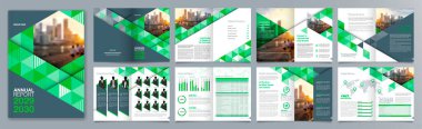 Şirket iş tanıtım rehberi broşürü, yıllık rapor, 16 sayfa minimalist düz geometrik iş broşürü tasarım şürü, A4 boyut.