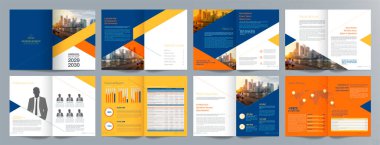 Şirket iş tanıtım rehberi broşürü, yıllık rapor, 16 sayfa minimalist düz geometrik iş broşürü tasarım şürü, A4 boyut.