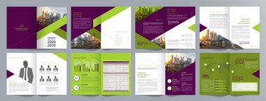 Şirket iş tanıtım rehberi broşürü, yıllık rapor, 16 sayfa minimalist düz geometrik iş broşürü tasarım şürü, A4 boyut.