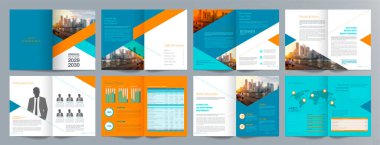 Şirket iş tanıtım rehberi broşürü, yıllık rapor, 16 sayfa minimalist düz geometrik iş broşürü tasarım şürü, A4 boyut.