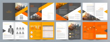 Şirket iş tanıtım rehberi broşürü, yıllık rapor, 16 sayfa minimalist düz geometrik iş broşürü tasarım şürü, A4 boyut.