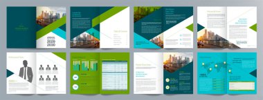 Şirket iş tanıtım rehberi broşürü, yıllık rapor, 16 sayfa minimalist düz geometrik iş broşürü tasarım şürü, A4 boyut.