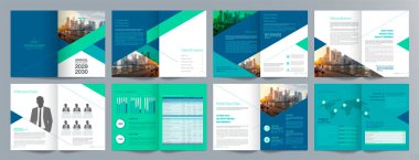 Şirket iş tanıtım rehberi broşürü, yıllık rapor, 16 sayfa minimalist düz geometrik iş broşürü tasarım şürü, A4 boyut.