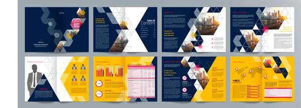 Broschüren Vorlage Für Unternehmenspräsentationen Geschäftsbericht Seitige Minimalistische Flache Geometrische Design — Stockvektor