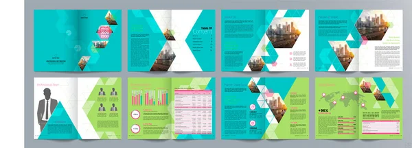 Broschüren Vorlage Für Unternehmenspräsentationen Geschäftsbericht Seitige Minimalistische Flache Geometrische Design — Stockvektor